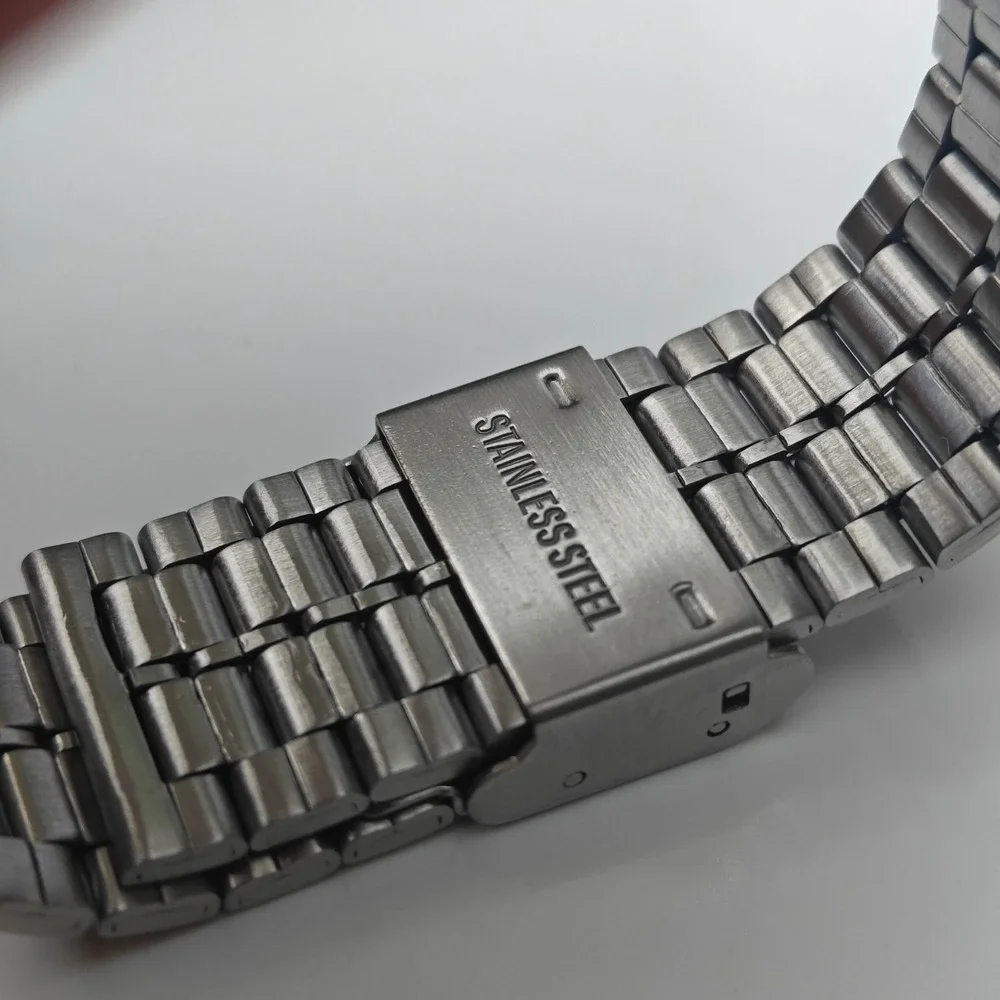 Armitron Silver Red Analog Digital Mens Retro Wrist Watch Square Stainless Steel